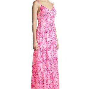 Lilly Pulitzer Melony Maxi Dress Size 4 Coral Reef Tint Flamingo
